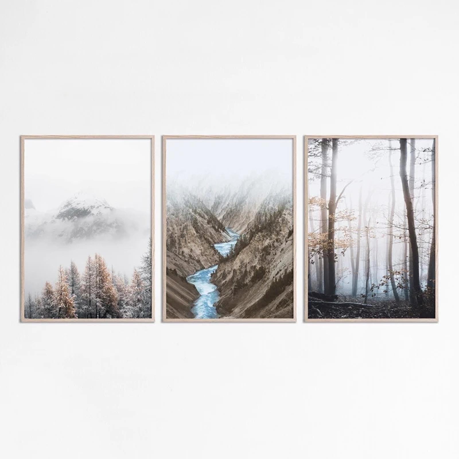 Impression sur toile forêt brumeuse XBTYKPB art mural rustique - 7
