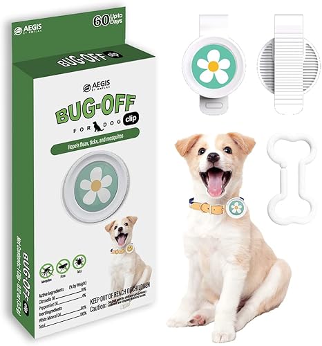 KN FLAX - Clip de insecto para perros, repele pulgas, garrapatas y mosquitos durante 60 días, collar repelente de pulgas y garrapatas natural