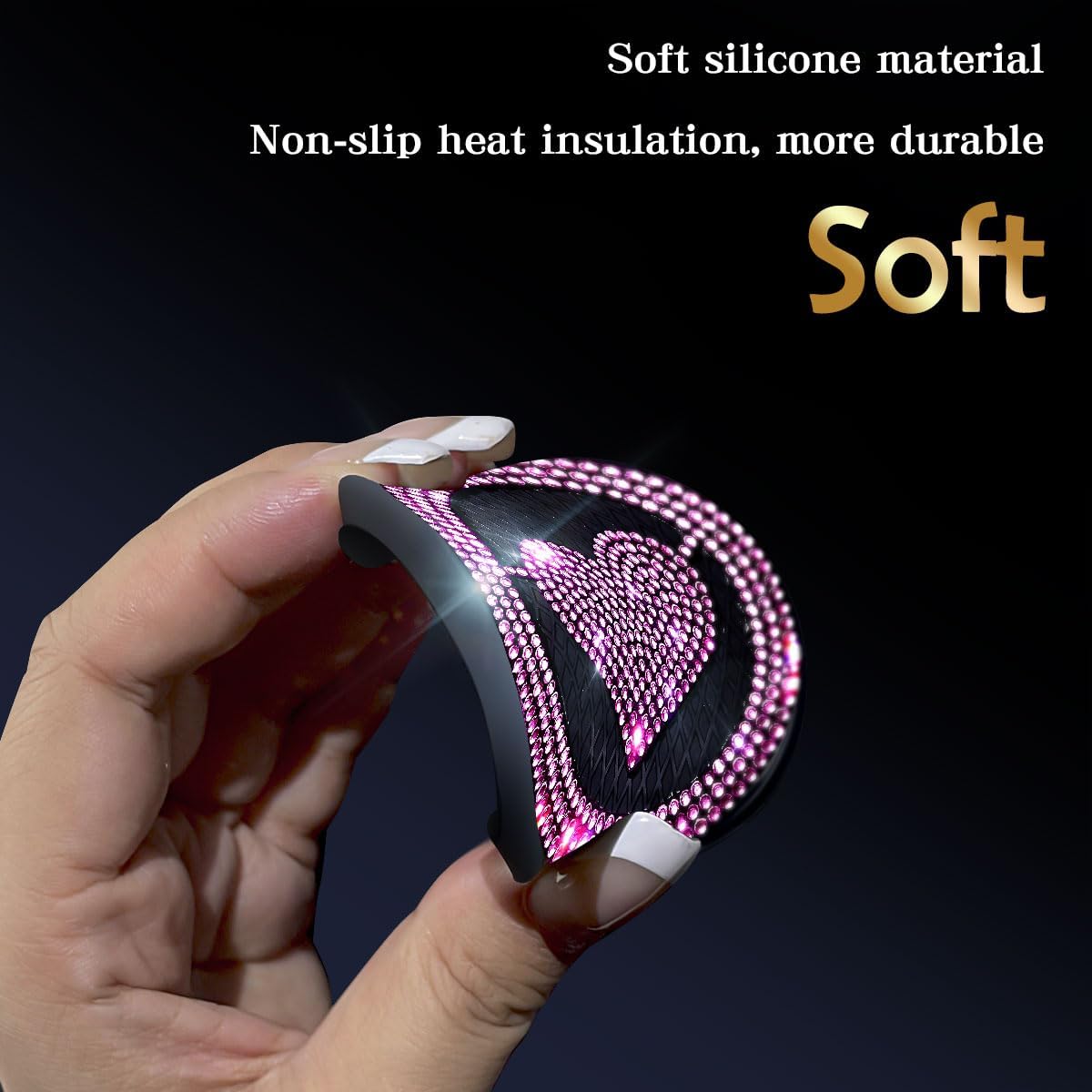 Car Bling Cup Holder Coaster 2 Pack 2.75 Inch Crystal Rhinestone Car Cup Holder Insert Coaster Bling White Car Interior Accessories for Women and Girl(BDheart-Pink 2) image 4