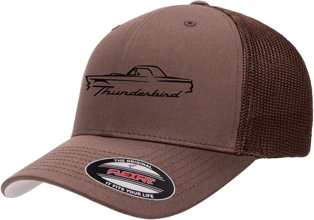 1955 1956 1957 Ford Thunderbird Hardtop Outline Design Flex6511 Trucker Mesh Fitted Cap