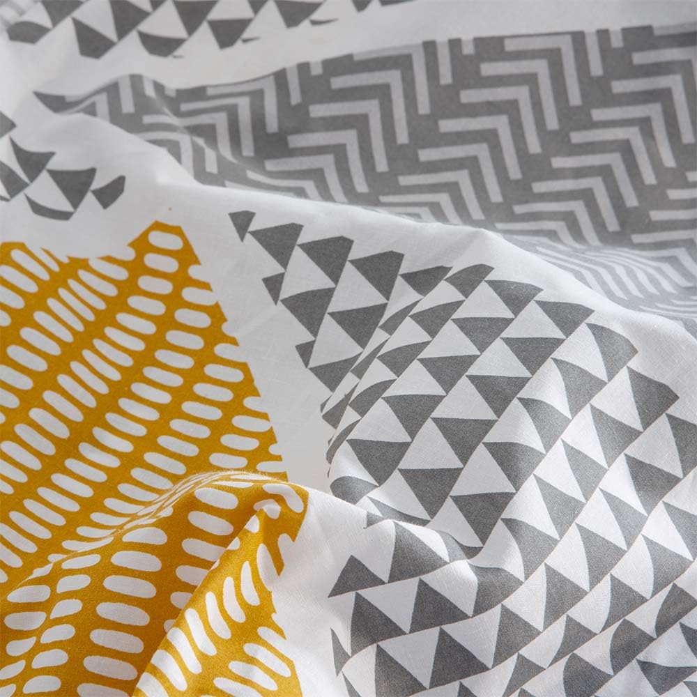COTTON ARTean Zestaw pościeli Geka, 200 x 190/200 cm, 50% bawełna, 50% poliester, szary i kolor musztardowy