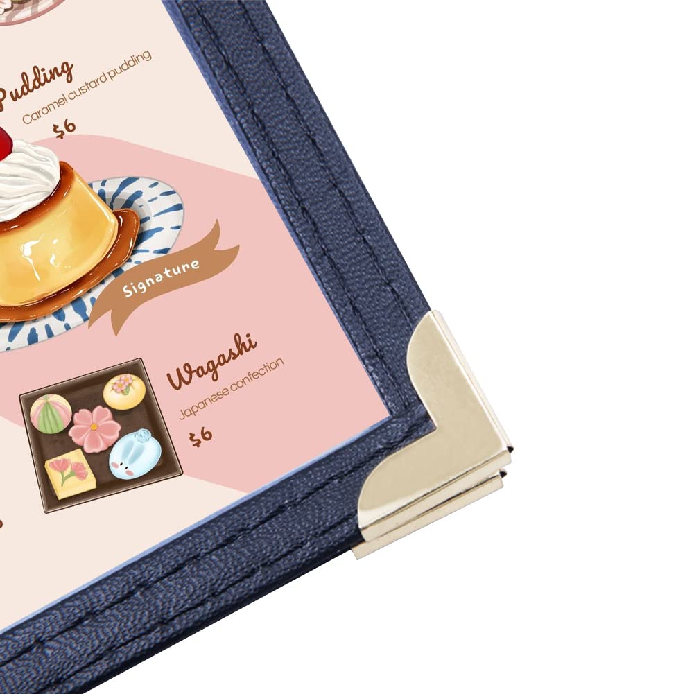 10 Porta Menu A4 Per Ristorante - Espositori Da Tavolo In Pelle Nera Con Angoli Metallici - Foto 10