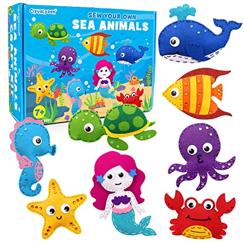 CiyvoLyeen-Sea-Animals-Sewing-Kit-Make-Your-Own-Ocean-Animals-Mermaid-DIY-Felt-Craft-Kit-Gifts-for-Beginner-Kids-Educational-Art-Craft-Supplies-Set-of-8 CiyvoLyeen-Sea-Animals-Sewing-Kit-Make-Your-Own-Ocean-Animals-Mermaid-DIY-Felt-Craft-Kit-Gifts-for-Beginner-Kids-Educational-Art-Craft-Supplies-Set-of-8