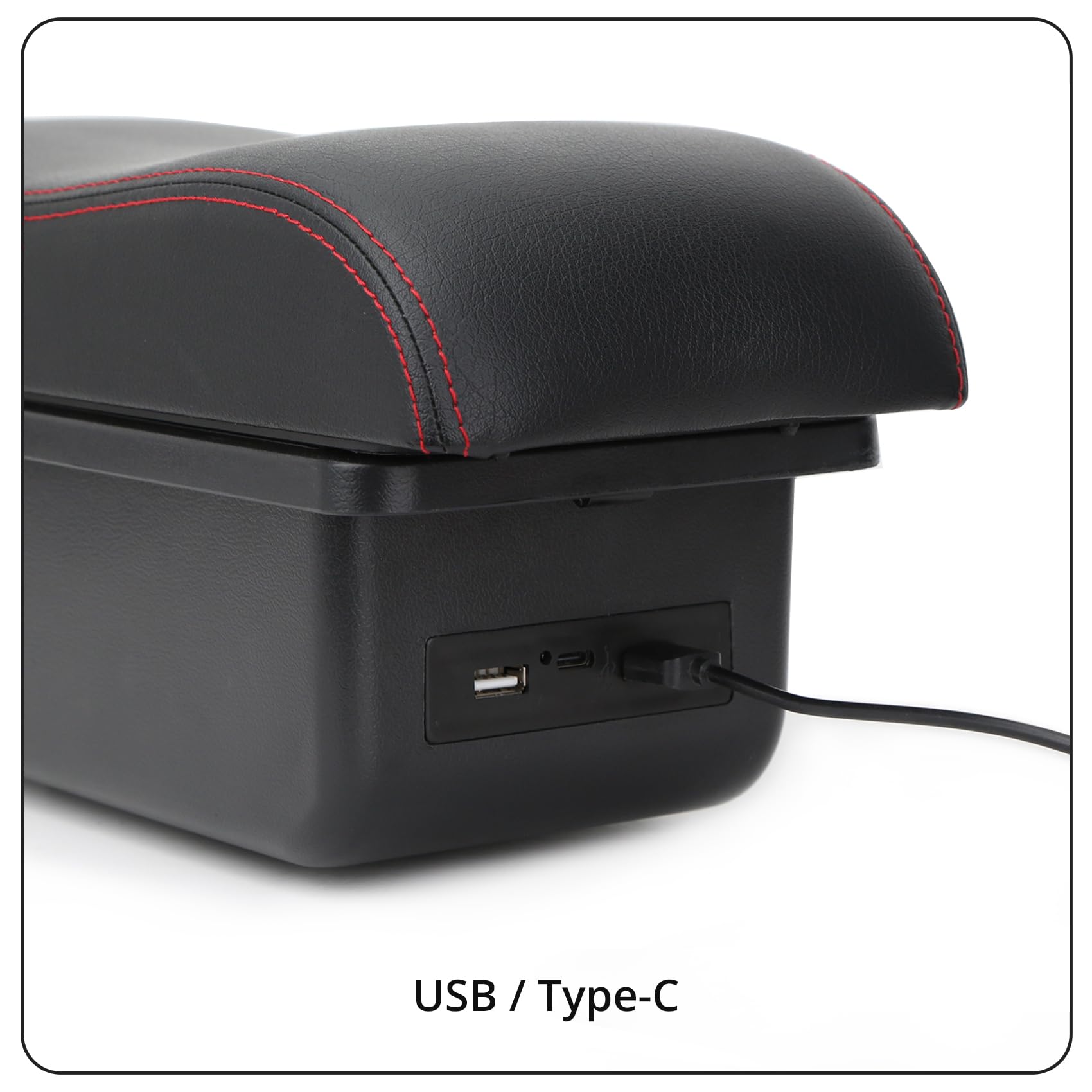 YJYWZH Armsteun Compatibel met KIA STONIC RIO 2015-2021 Armsteun Zwart Lederen Center Opbergdoos Interieur Retrofit Onderdelen