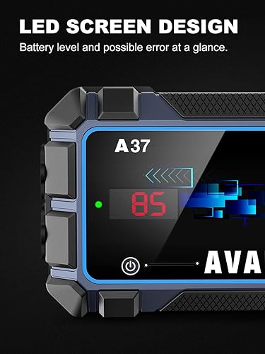 Miniatura 8 de A V A P O W - Arrancador de batería de vehículo, 2500 A de corriente más alta, 22800 mAh, arrancador y cargador de batería portátil para vehículo,