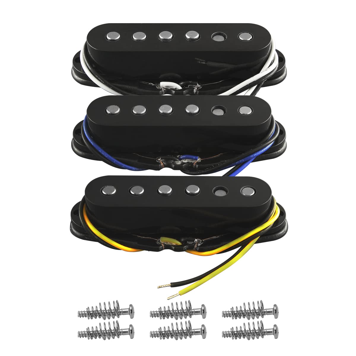 FLEOR Single Coil Pickup Alnico 5 Staggered Guitar Neck/Middle/Bridge Pickups Set, Black