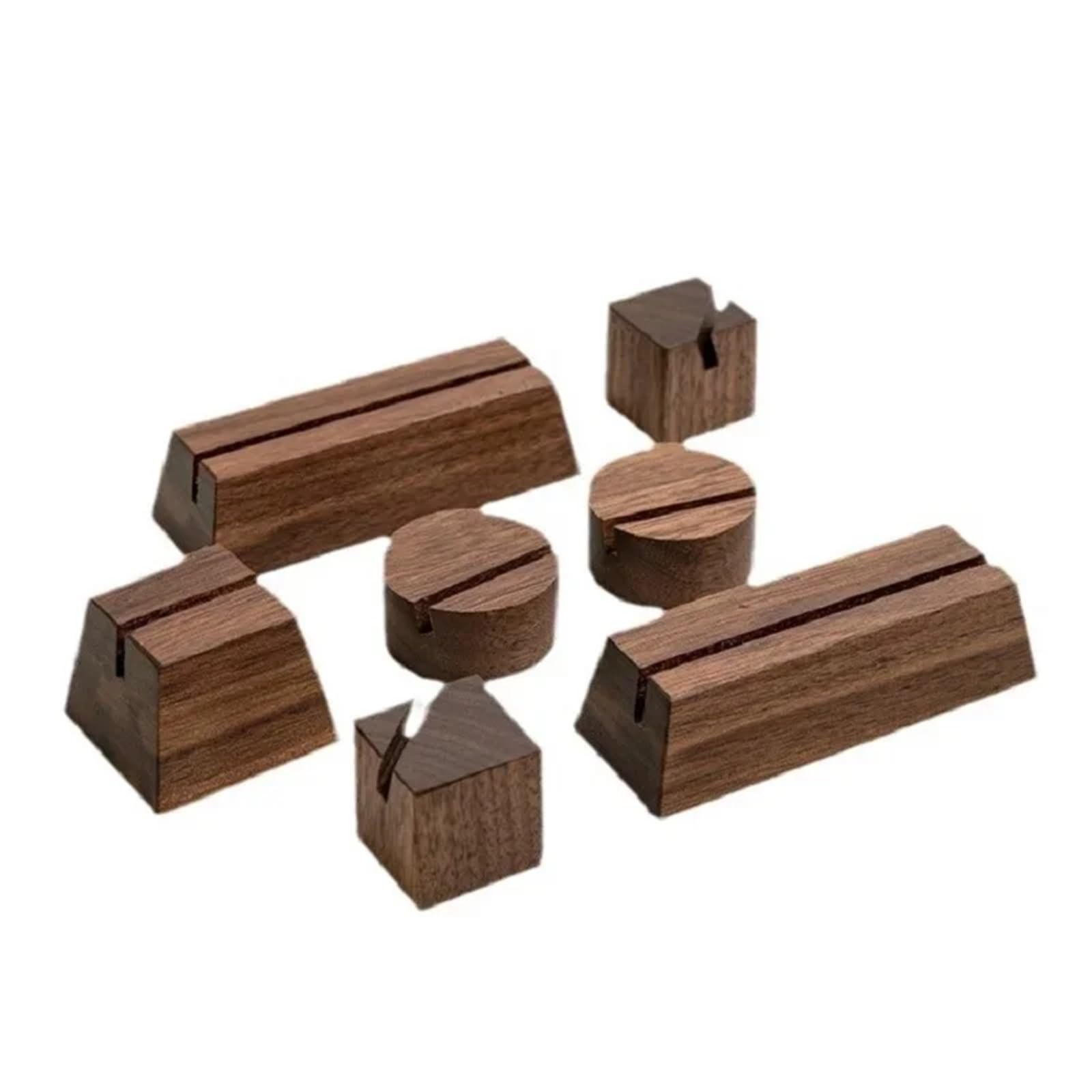 Tarjetero de madera Soporte for fotos de tarjetas madera maciza nogal, soporte for postales escritorio, Base calendario creativa, Clip for mensajes