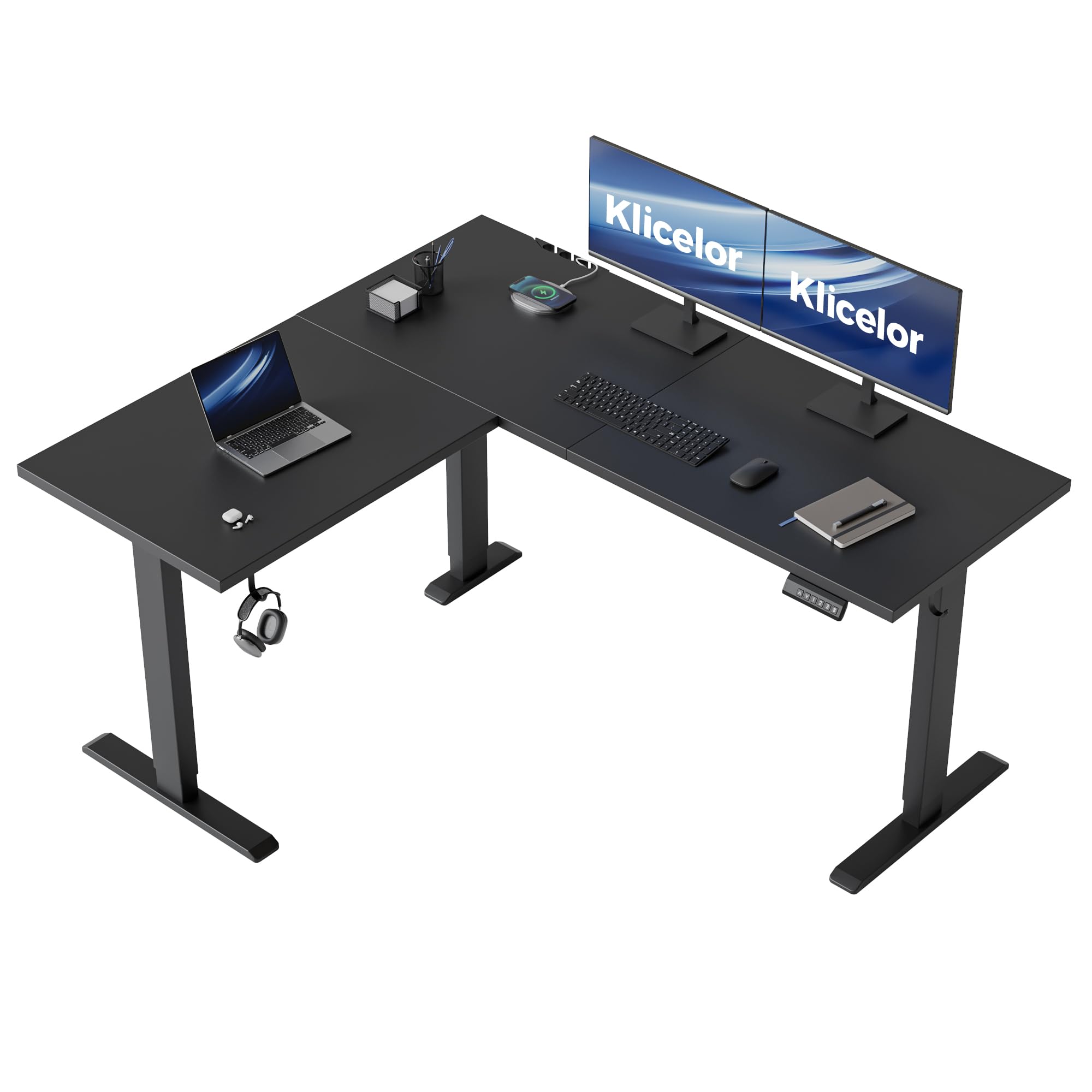 Klicelor L Shaped Standing Desk - 59 x 48 Inch Electric Height Adjustable Corner Desk for Home Office - Ergonomic Sit to