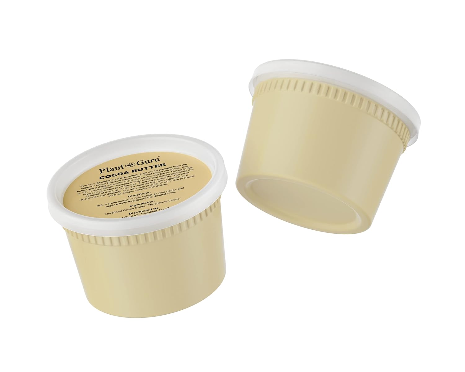Plant Guru Raw Cocoa Butter 14.5 oz. 100% Pure Natural Unrefined FOOD GRADE Arriba Nacional Cacao Bean, Great For Chocolate Making, Soap, Lip Balm and Moisturizer For DIY Body Butters