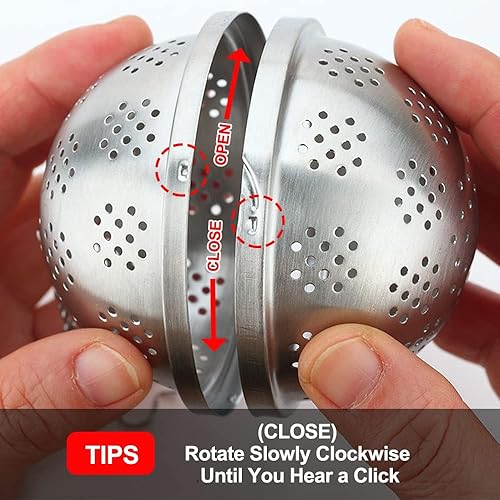 Miniatura 5 de Bola de especias extra grande para cocinar, condimentar, infusor de especias, filtro de bola de té, con gancho de cadena extendido para mejorar