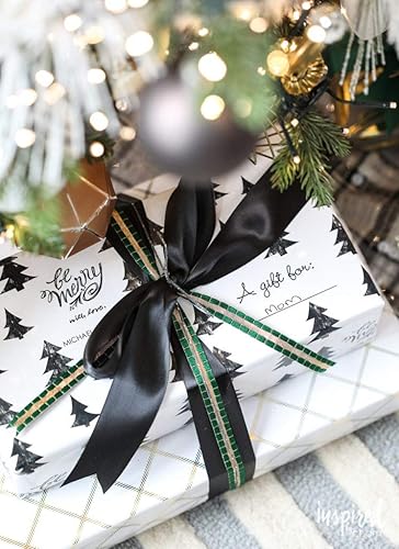 Miniatura 6 de YAMA Cinta de satén negra de doble cara de 14 de pulgada, 25 yardas, cinta negra fina para envolver regalos, manualidades, lazos, decoración de