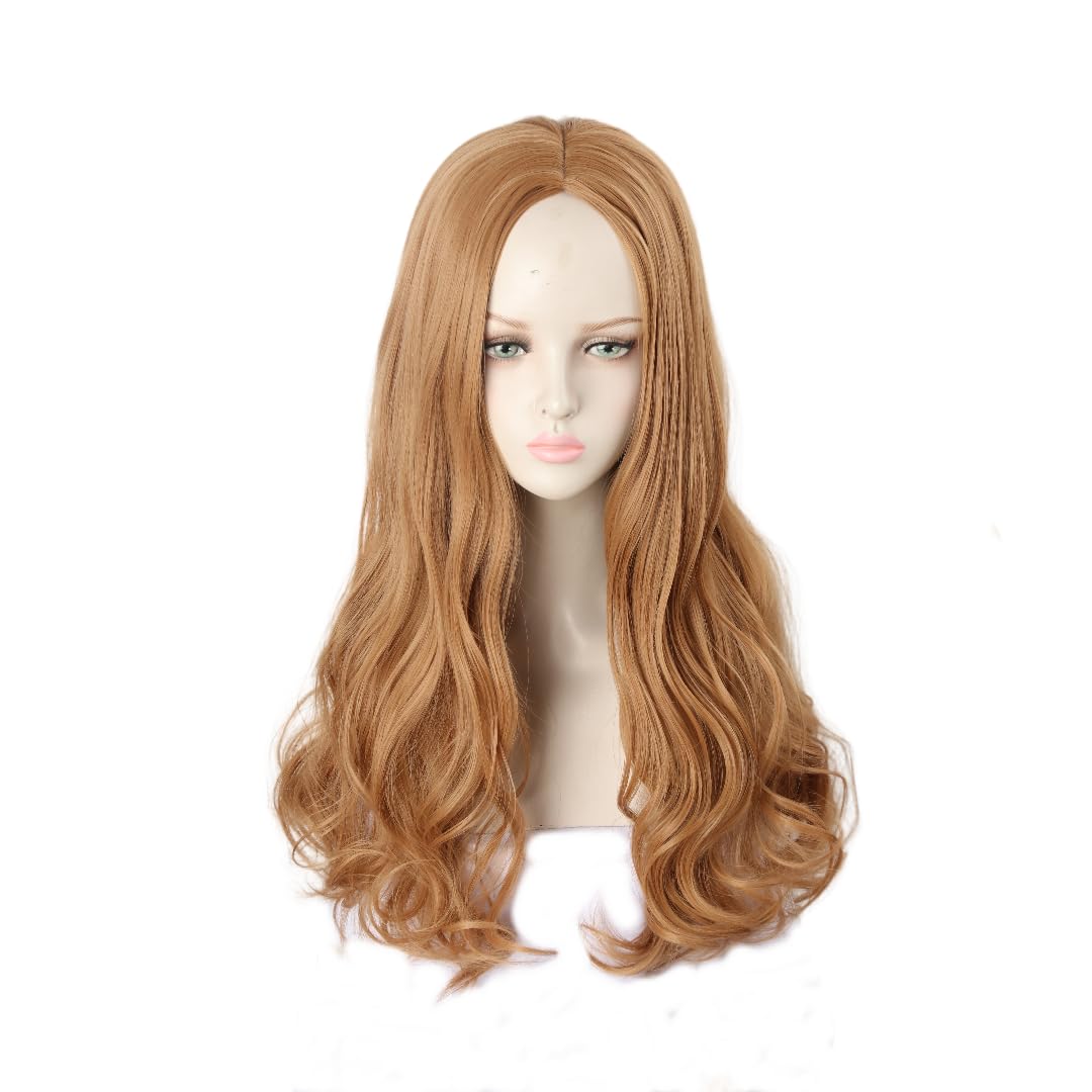 SisiruKou Girl's Light Brown long Wavy Anime Cosplay Wig Halloween Themed Costume Party Synthetic Wig