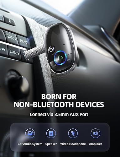 Miniatura 8 de AINOPE Adaptador auxiliar Bluetooth para automóvil, adaptador de dientes azules 6.0 mejorado para iPhone de automóvil, entrada auxiliar de 0.138 in,