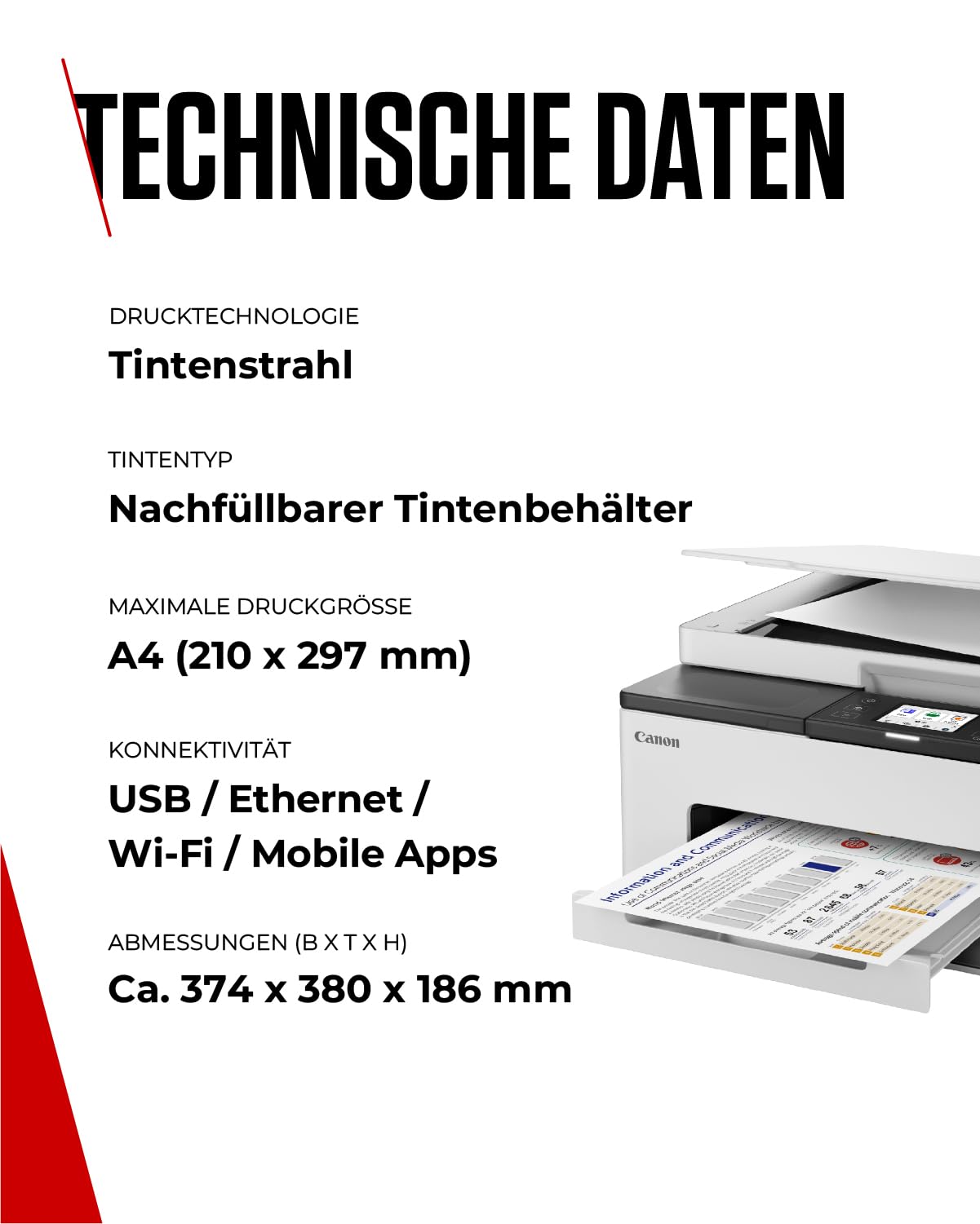 Canon MAXIFY GX1050 Tintenstrahldrucker 3-in-1 Multifunktionsdrucker MegaTank (Drucker, Scanner, Kopierer, WLAN, Cloud, Duplexdruck, 250 Blatt Kassette, Hohe Druckgeschwindigkeit, Tintentank) weiß