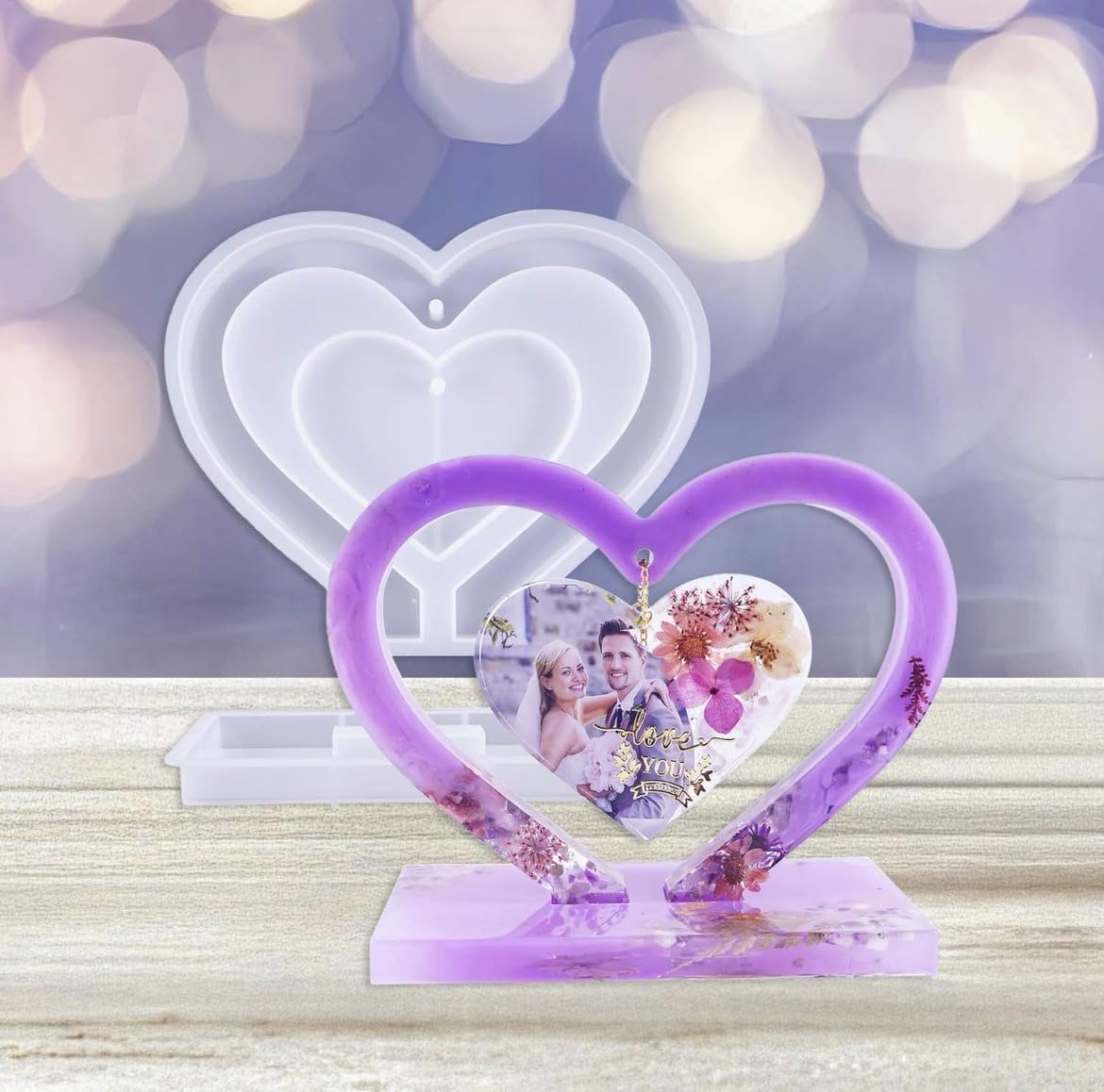 Heart Shape Epoxy Resin Silicone Mold for Photo Frame & Couple Keepsake | DIY Resin Art Casting Mold for Home Decor, Anniversary, Wedding Gift, Personalized Memory Frame Making-picture-10
