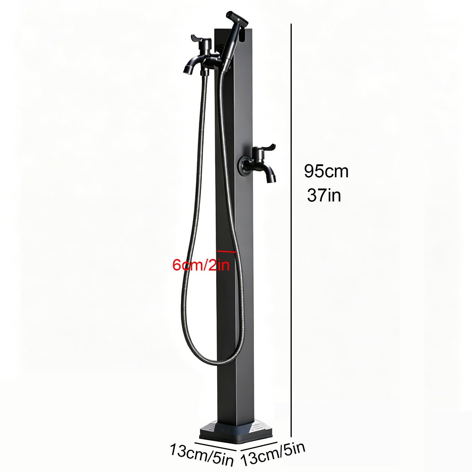 Colonne D'eau de Jardin Extérieure en Acier Inoxydable, Colonne À Eau de Jardin avec Robinet À Double Sortie, Support de Tuyau Autoportant, Fontaine à Colonne en Acier(95cm/37in)