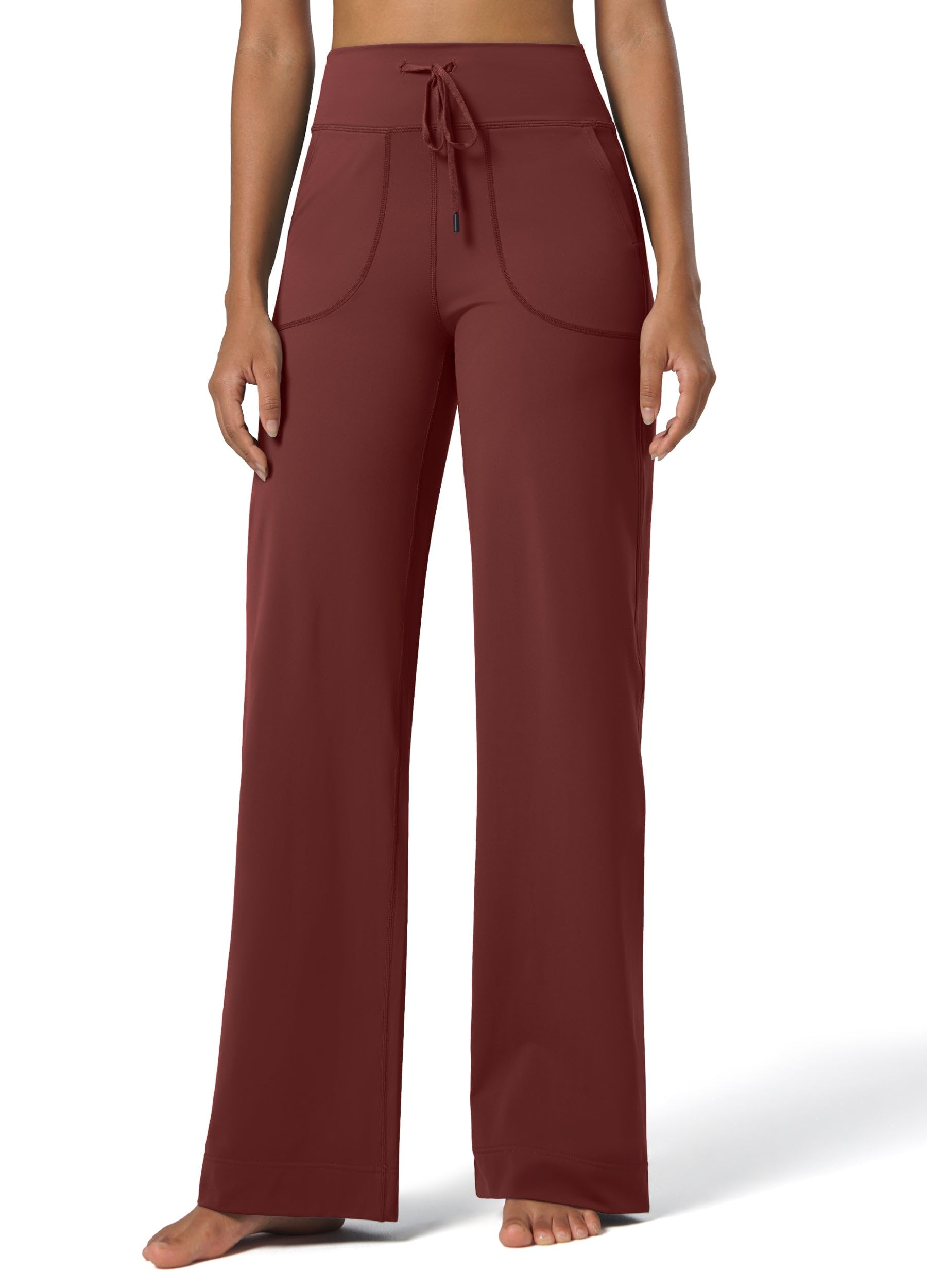 WILLIT Damen Trainingshose Jogginghose Hohe Taille Sporthose Lang mit Taschen Yogahose Freizeithose Schlaghose Weite Hose Bauchkontrolle Stretch