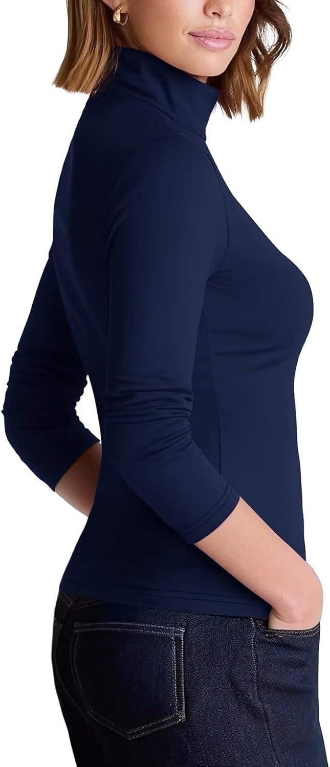 Zengjo Womens Turtleneck Long Sleeve Shirts Fitted Thermal Base Layer Top for Cold Weather - Image 2