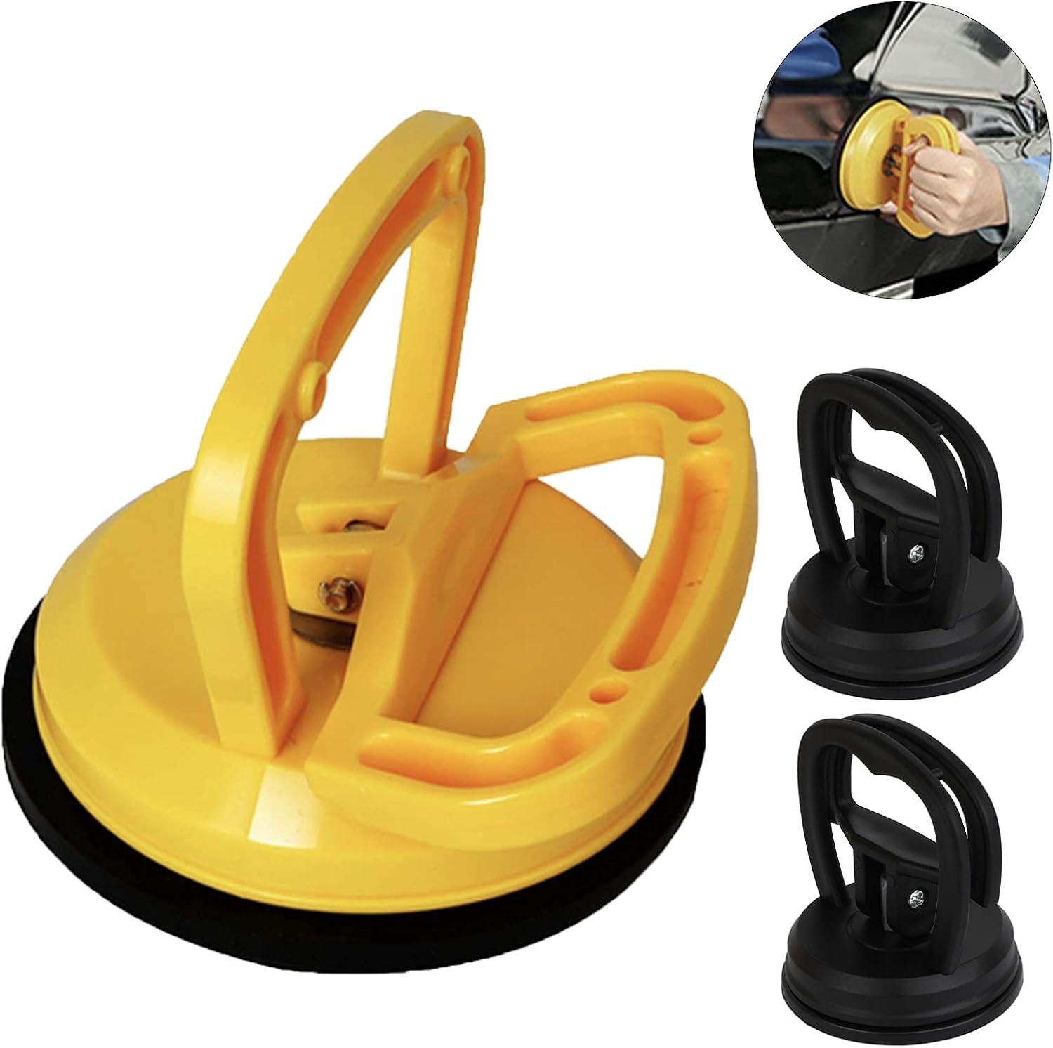 ZEUSFIRE Large Suction Cup Dent Puller, 3 Pack Car Dent Remover Tool Powerful Glass Handle Lifter Auto Dent Removal for Car Dent Repair Glass Tiles Mirror Granite Lifting