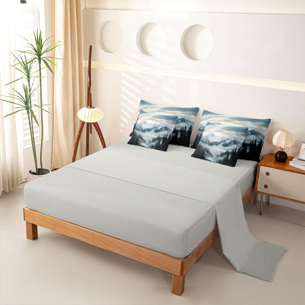 Homewish Set di biancheria da letto King Size Mountain 7 pezzi