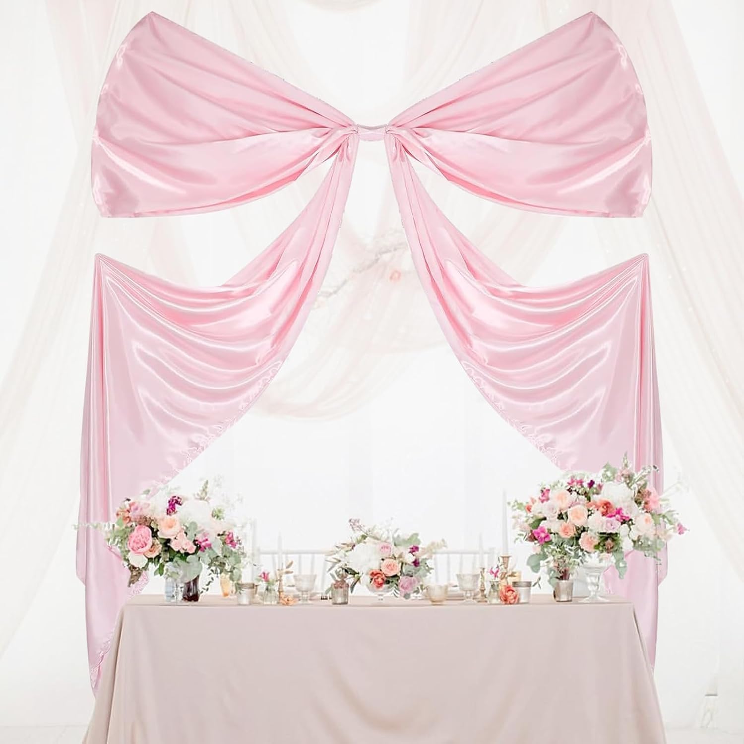 Giant Pink Bow Decor 98.4 X 70.9 in,Large Big Pink Bow Room Party Wall Bows Backdrop Decorations for Coquette Party Birthday Wedding Bridal Shower Engagement Baby Shower Christmas Tree