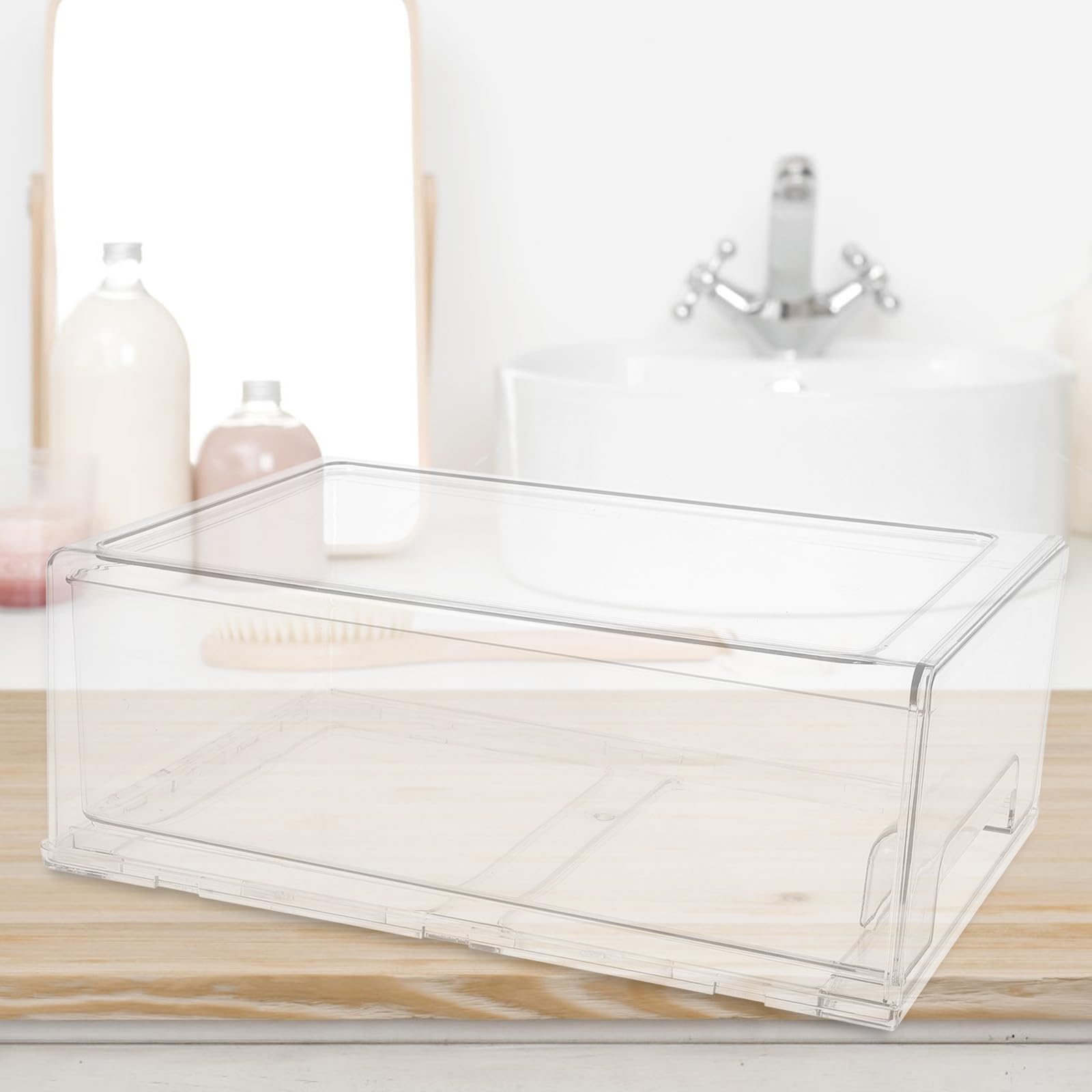 Transparente Glatter aus Kunststoff Schubladenaufbewahrung Pet mit Robustem Design Oberfläche und für Schreibtisch und Büroorganisation