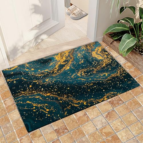 JUFUMUP Petit tapis moderne avec sable mouvant doré abstrait pour cuisine, antidérapant, lavable, pour chambre, canapé, chambre à coucher, 60 x 90 cm