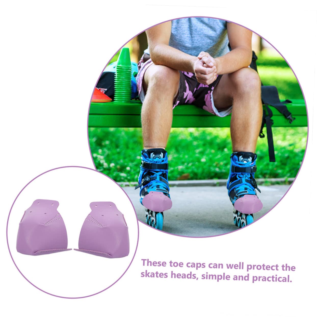 Kisangel Skate-Stiefel Skate-Helm Skate-ausrüstung Skate-zehenkappen Skate-socken Skating-socken Tuff-zehe Schützend Beschützer Knöchelstabilisator Schuhe Violett Leder