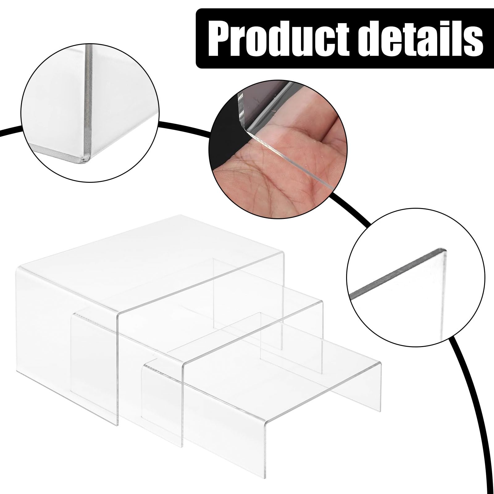 6 Stück Rechteckiger Schreibtisch-Organizer aus Acryl im Set， Parfüm Ständer & Organizer Acryl Anzeigeregal für Sammlungen