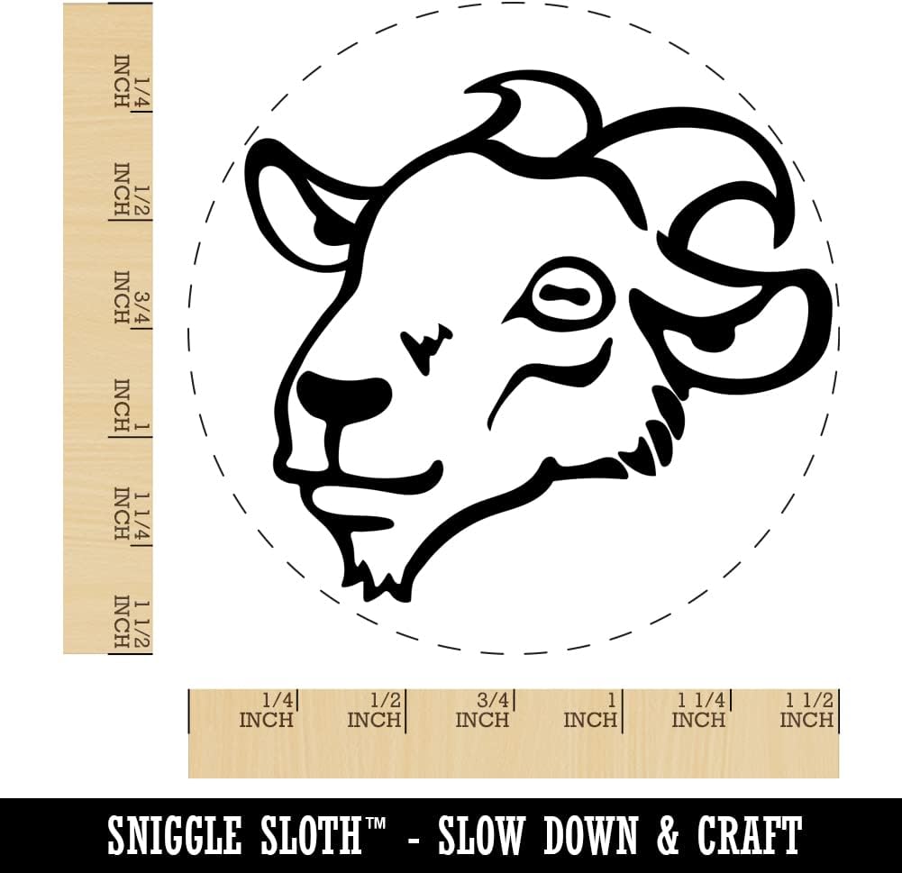 Goat Head Self-Inking Rubber Stamp Ink Stamper for Stamping Crafting Planners - 1-1/2 Inch Large - Red Ink