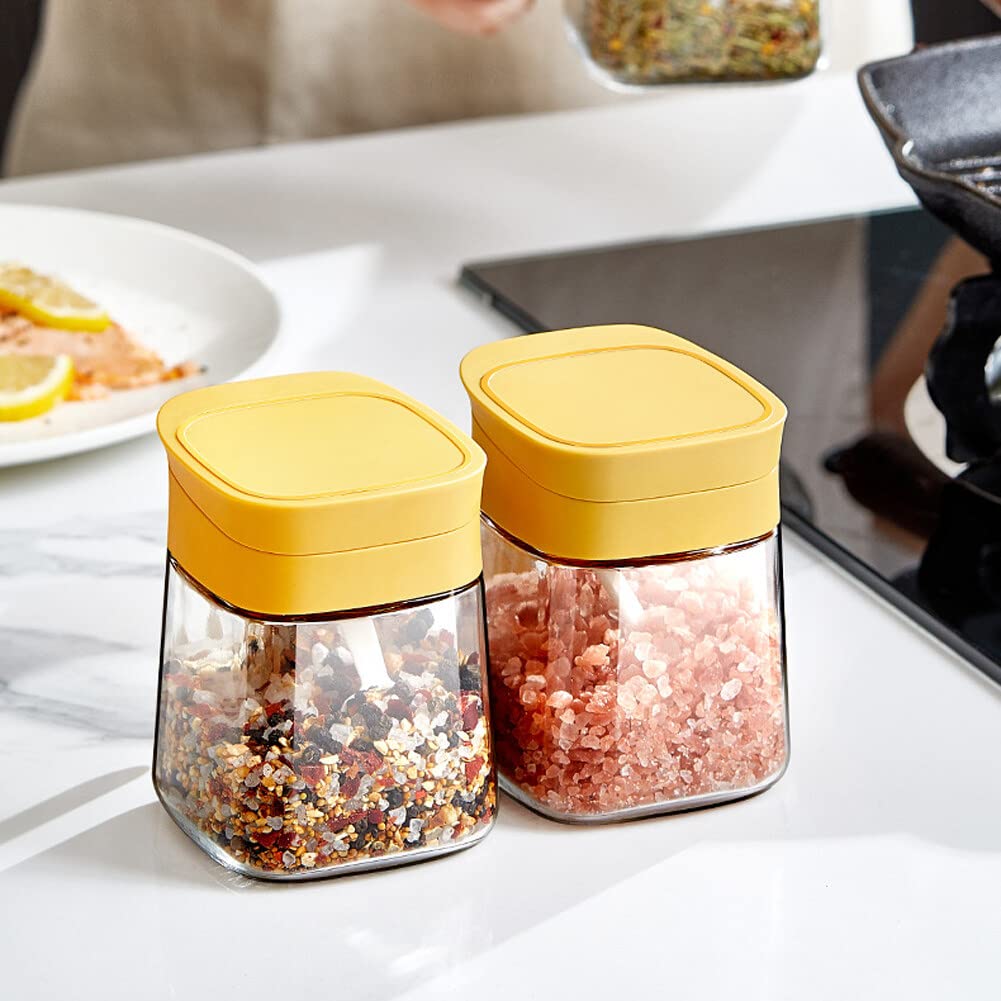 URFEDA Tarros de especias con bandeja, juego de 3 unidades, 300 ml, tarros pequeños con tapa y cuchara