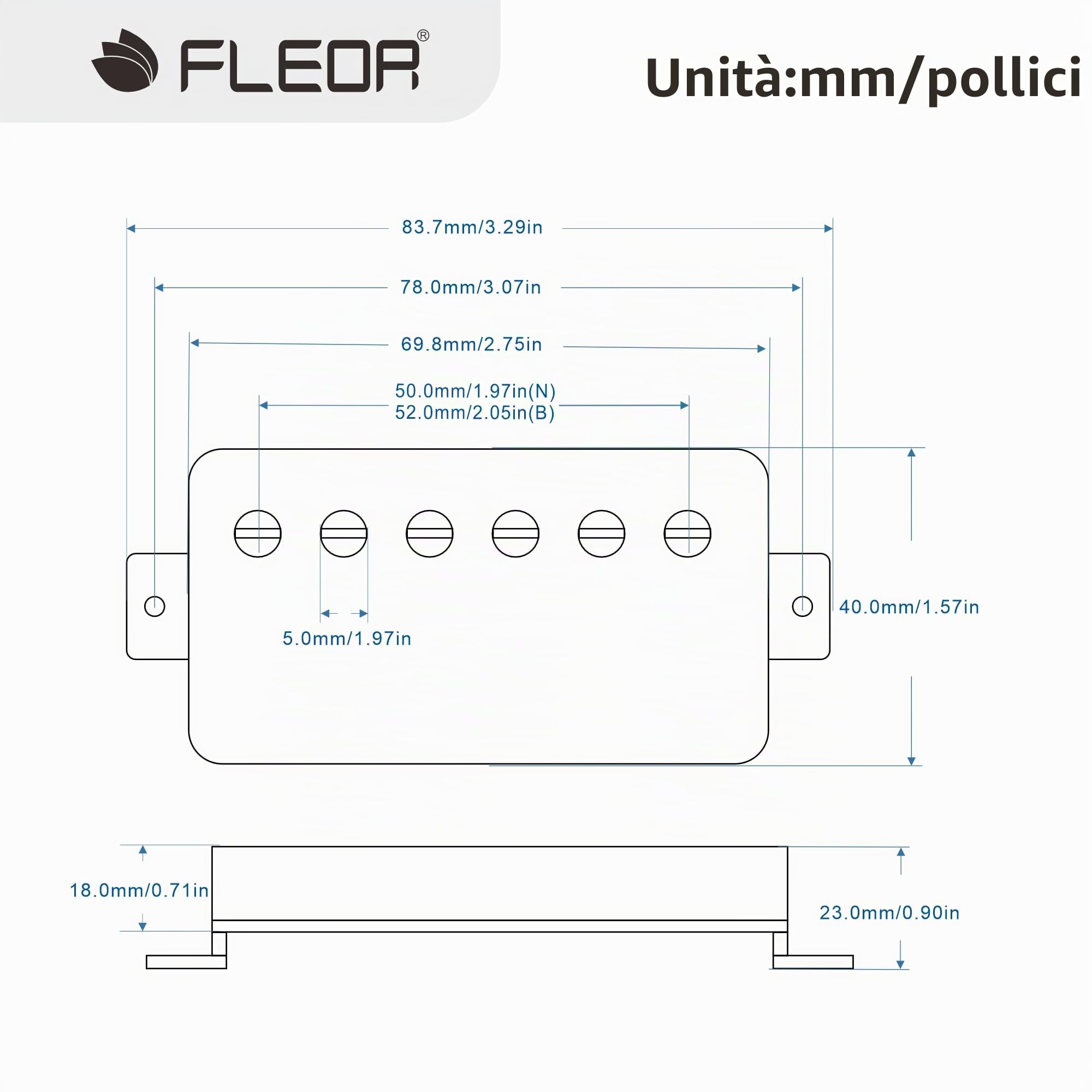 FLEOR Humbucker - Pickup a doppia bobina per manico e ponte, magnete in ceramica compatibile con chitarra elettrica stile LP per parti di chitarra, ricambio cromato