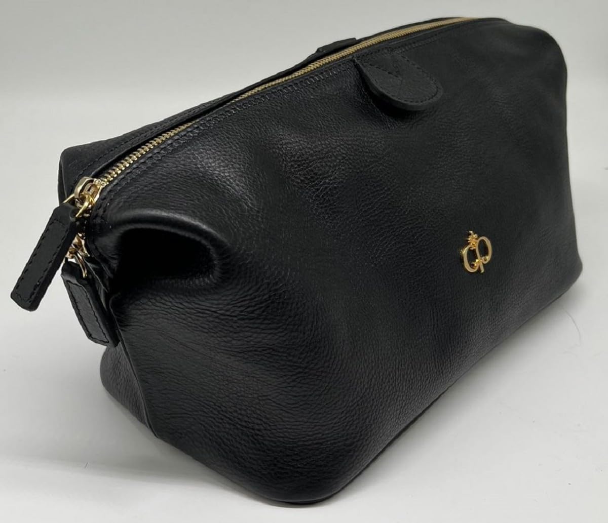 Casa Padrino Luksusowa kosmetyczka z prawdziwej skóry czarny/złoty 28 cm - wyprodukowano we Włoszech