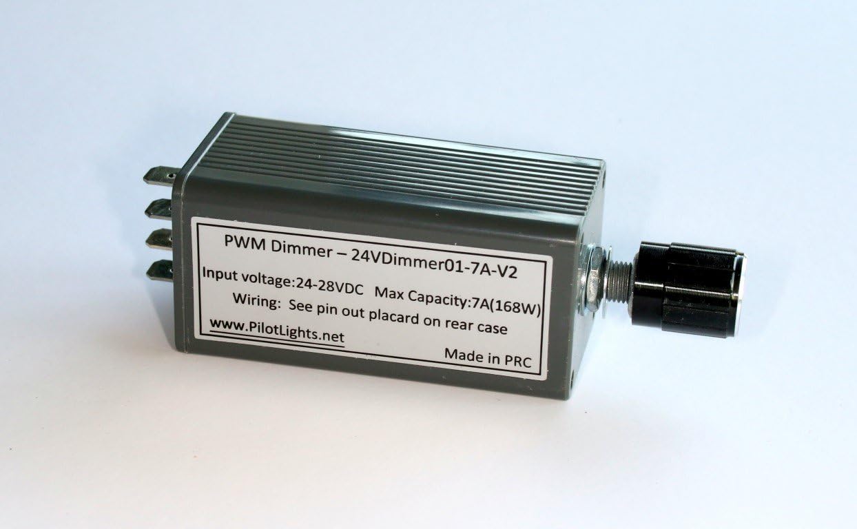 24 VDC LED Dimmer PWM DC Lighting Dimmer Controller for LED Incandescent Auto RV Marine Aircraft Interior Lighting - 24V