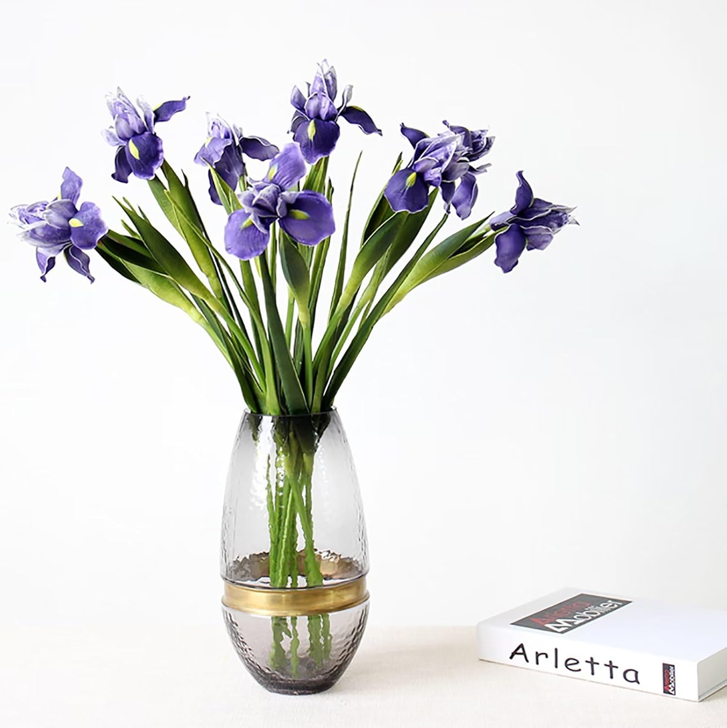 Emivery Artificial Iris Flowers，6 pcs Long Stem Faux Iris Bouquet Purple Artificial Flowers for Wedding Office Home Flower Arrangements Decoration