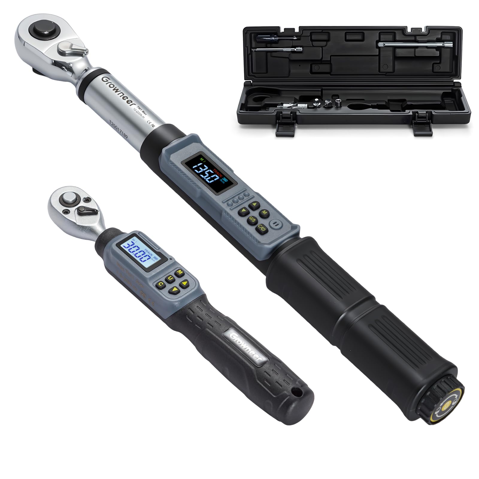 GROWNEER Digital Torque Wrench Set, 1/4" 1.1-22.1 Ft-lbs/1.5-30 Nm and 1/2'' 7.38-147.5 Ft-lbs/10-200 nm