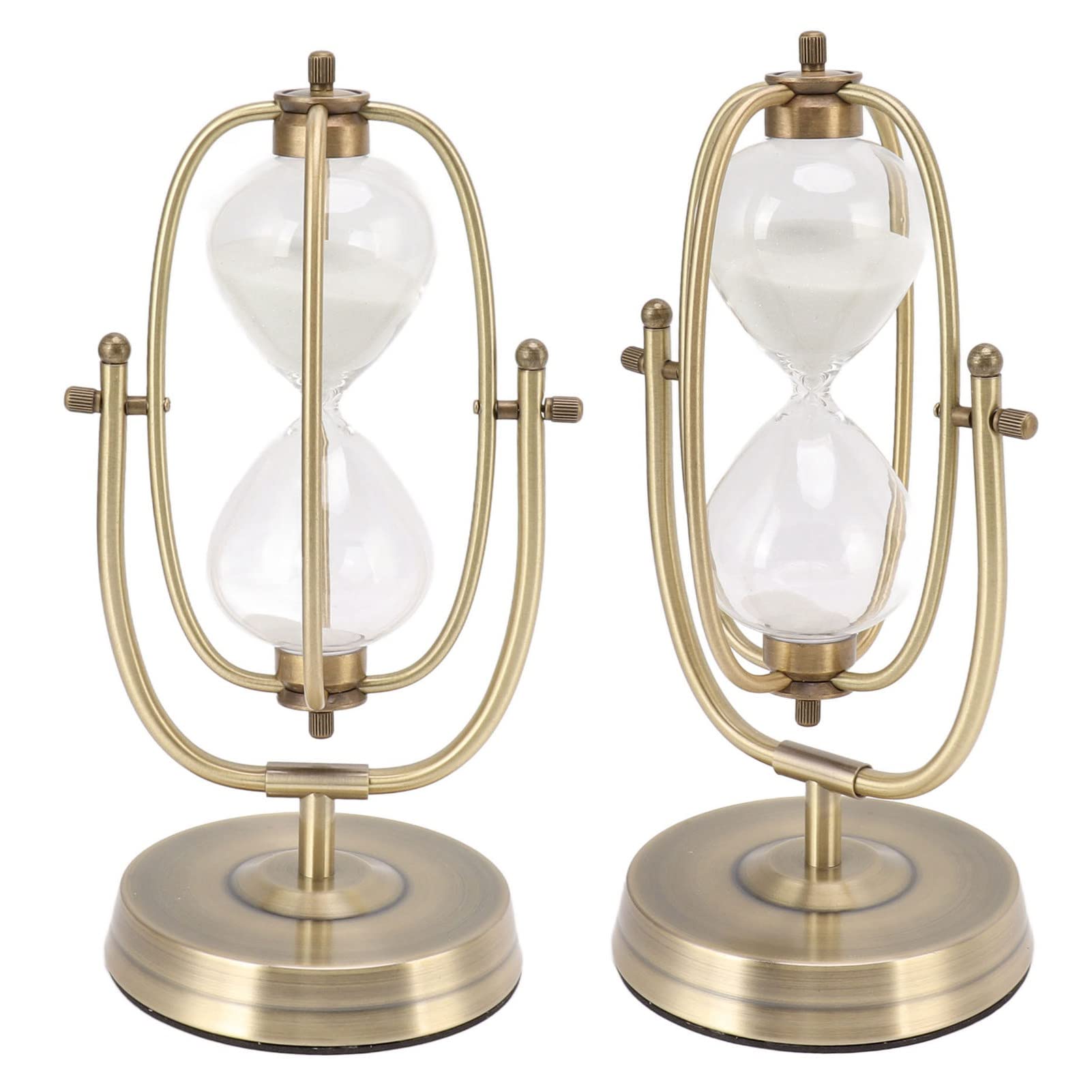 Exquisite Handgeschmiedete Sanduhr-Timer-Ornament, Poliertes Galvanisiertes Metall, Glas-Sanduhr für Heimdekoration (Klein, 15 Minuten rotierend)