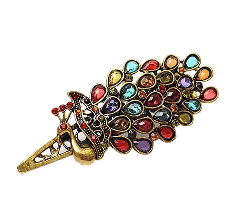 NiceEshop(TM) Lovely Vintage Crystal Peacock Hair Clip,Colorful