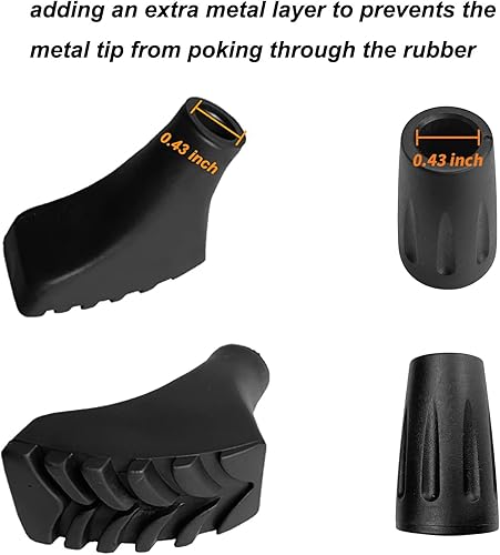 Miniatura 3 de Paquete de 10 puntas de goma para bastones de senderismo, protectores de puntas de repuesto, cestas de nieve, juego de cestas de barro para bastones