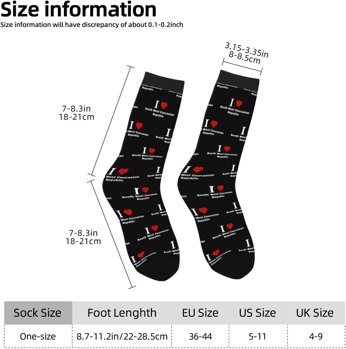 I love South West Caucasian Republic Socks For Men Women Sport Crew Athletic Running Wicking Socks