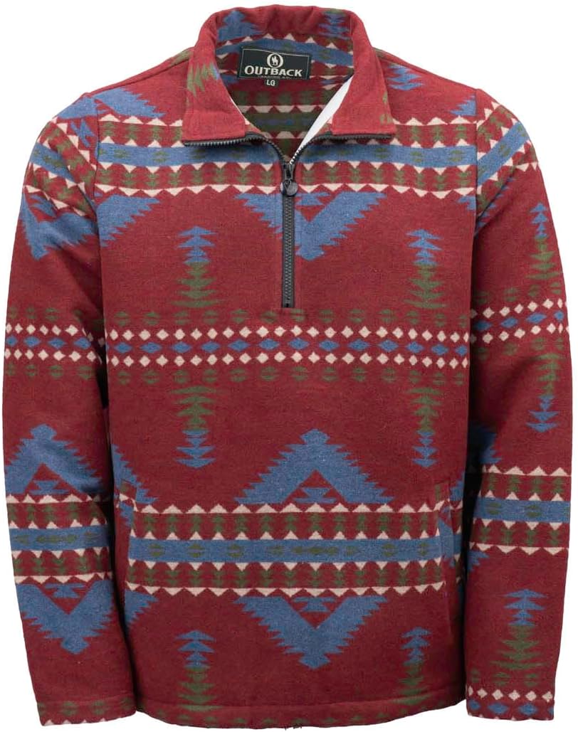 Outback Trading Company Men's 29933 Chase Henley Warm Lightweight Quarter Zip Polyester/Wool Long Sleeve Western Pullover