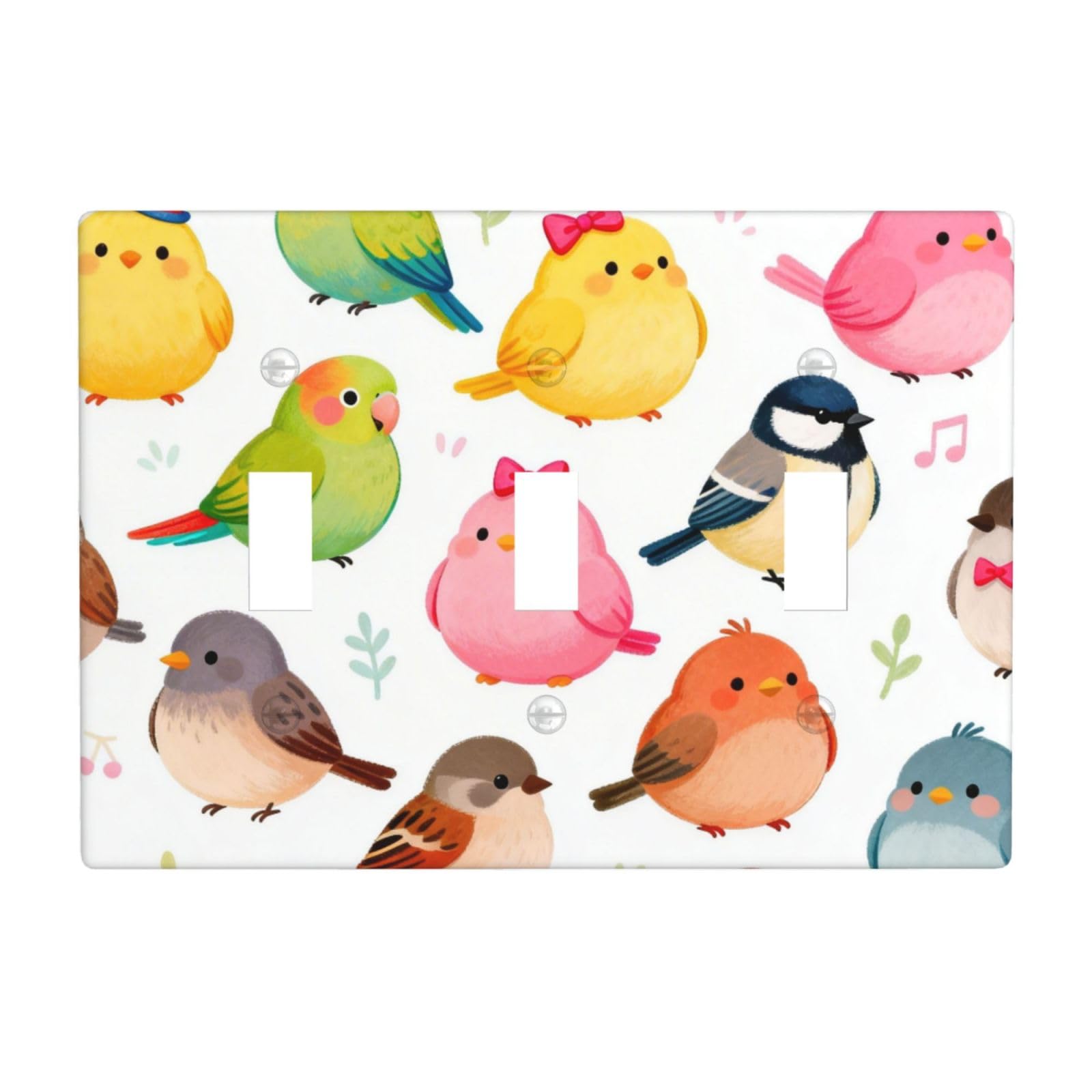 Cntdbu White Bird Party 3 Gang Switch Plate Cover-Unbreakable Polycarbonate Wall Plate, Heat Resistant Toggle Switch Decor For Home