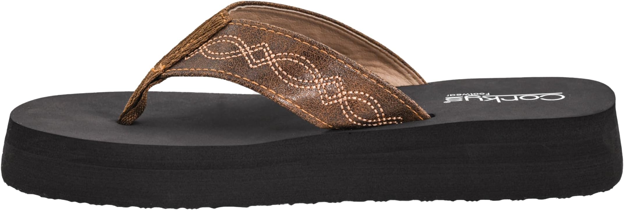 Womens Overboard Thong Flip Flops - Featuring A Comfortable and Cushioned EVA Insole and A Vegan Leather Thong Strap with Western Stitching