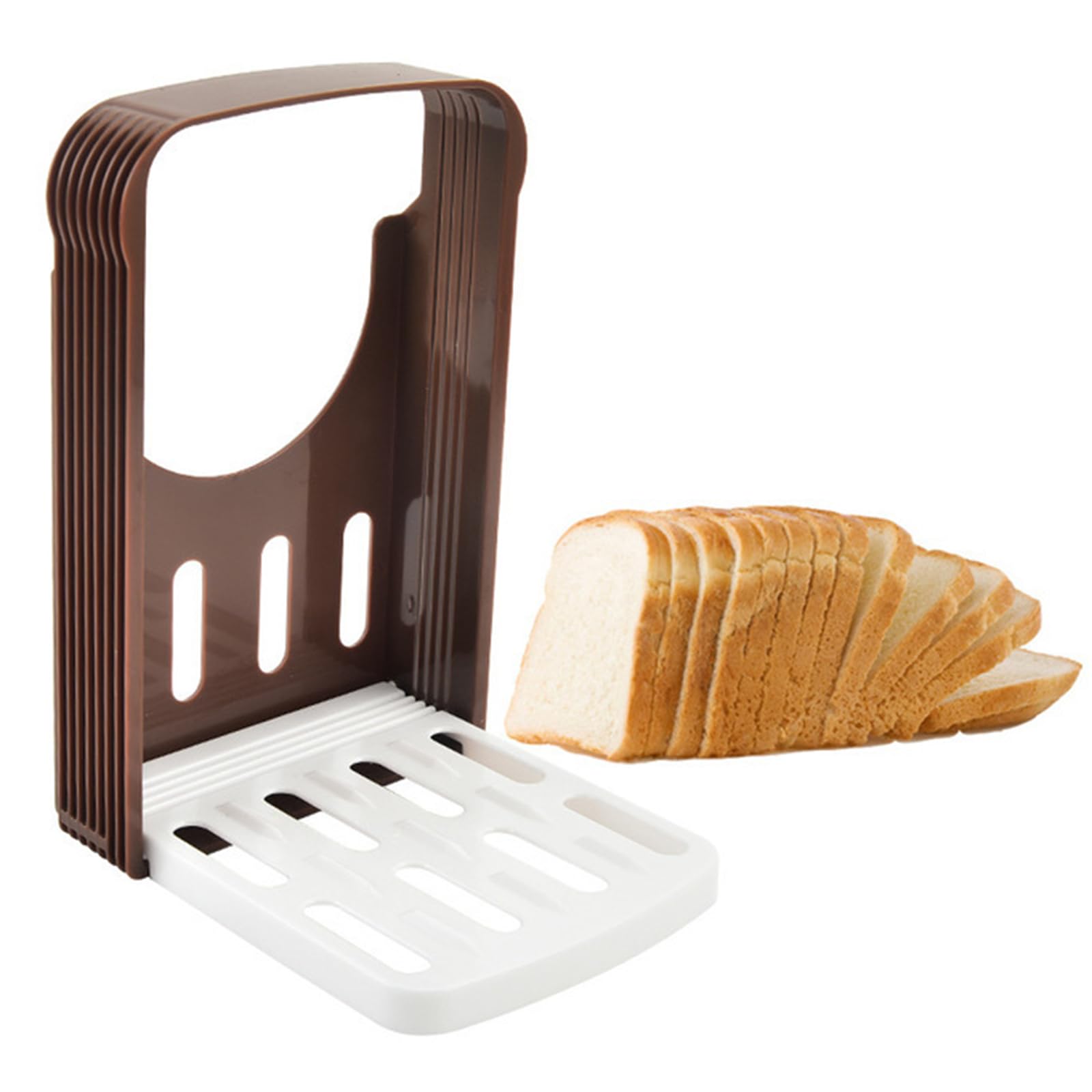 Trancheuse à Pain Réglable Avec 3 épaisseurs Et Plateau Ramasse-miettes - Compacte, Pliable, Pour Pain, Bagels, Gâteaux - 4
