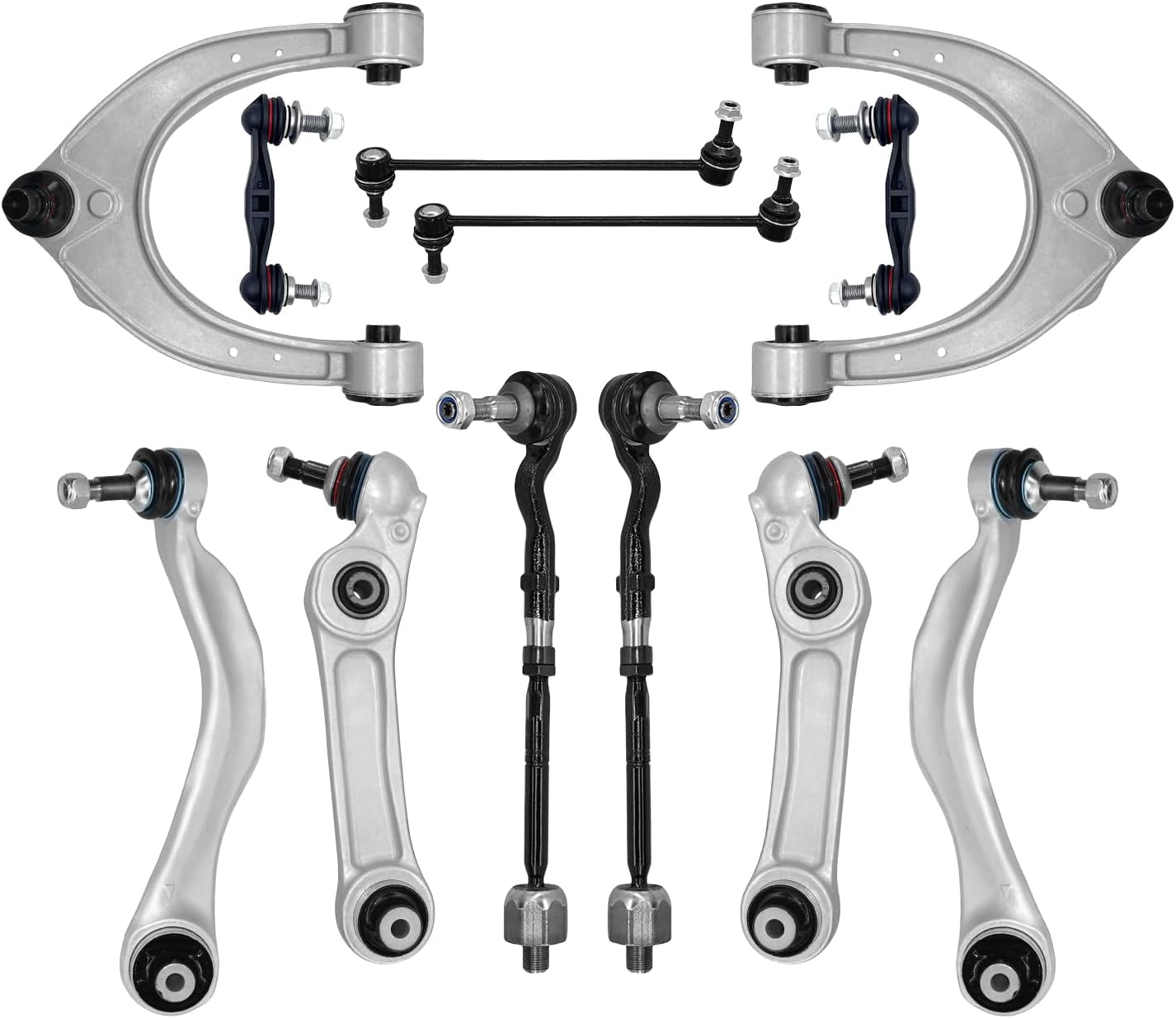 14Pcs Front Upper Lower Control Arms with Ball Joints Tie Rods Sway Bars End Link Suspension Kit Replacement For 2011-2016 BMW 528i 535d 535i 550i 640i 650i