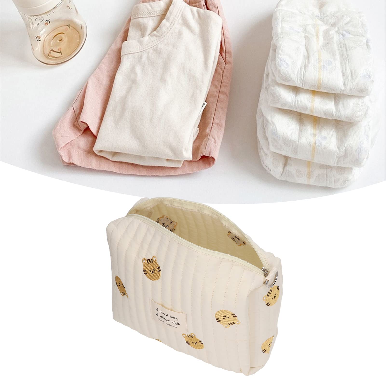 Ensemble de Pochettes pour Biberon à Langer, Trousse de Toilette à Fermeture éclair, Pochette de Rangement Portable pour Articles de bébé, Convient pour Les Voyages, Les Vacances (Tête de Tigre)