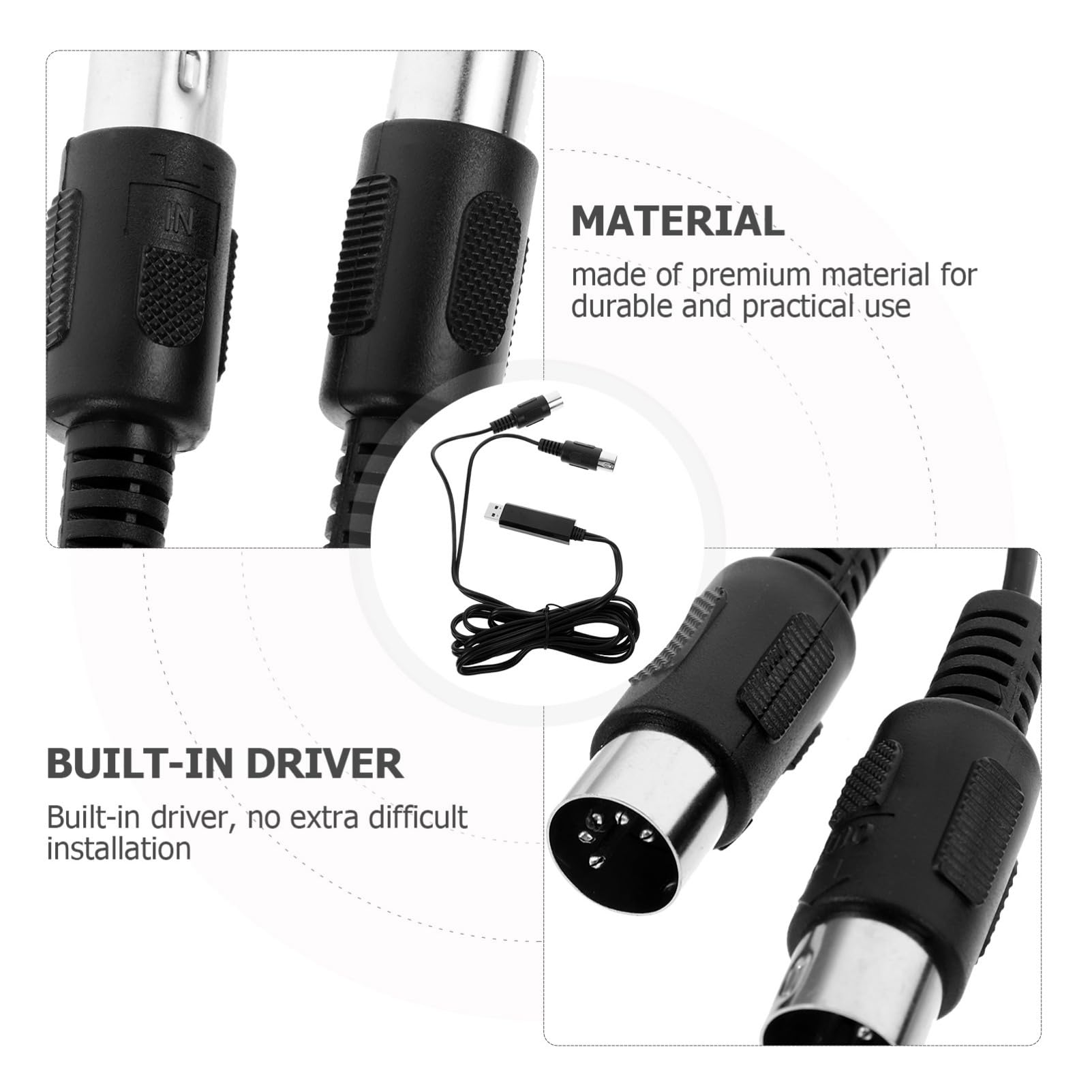 BESTonZON 3pezzi Cavo Midi Usb Da Metri Per Tastiera Elettronica Adattatore Professionale Per Pianoforte Su Pc e Laptop Trasmissione Dati Veloce e Stabile Compatibile Con e Play