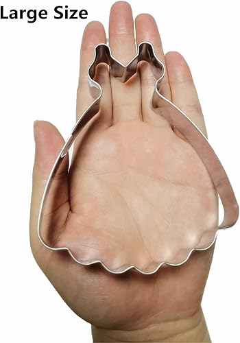 Vista 24 de Cortador de galletas en forma de vestido de gran tamaño, vestido de princesa sin tirantes de acero inoxidable, vestido de boda, cortador