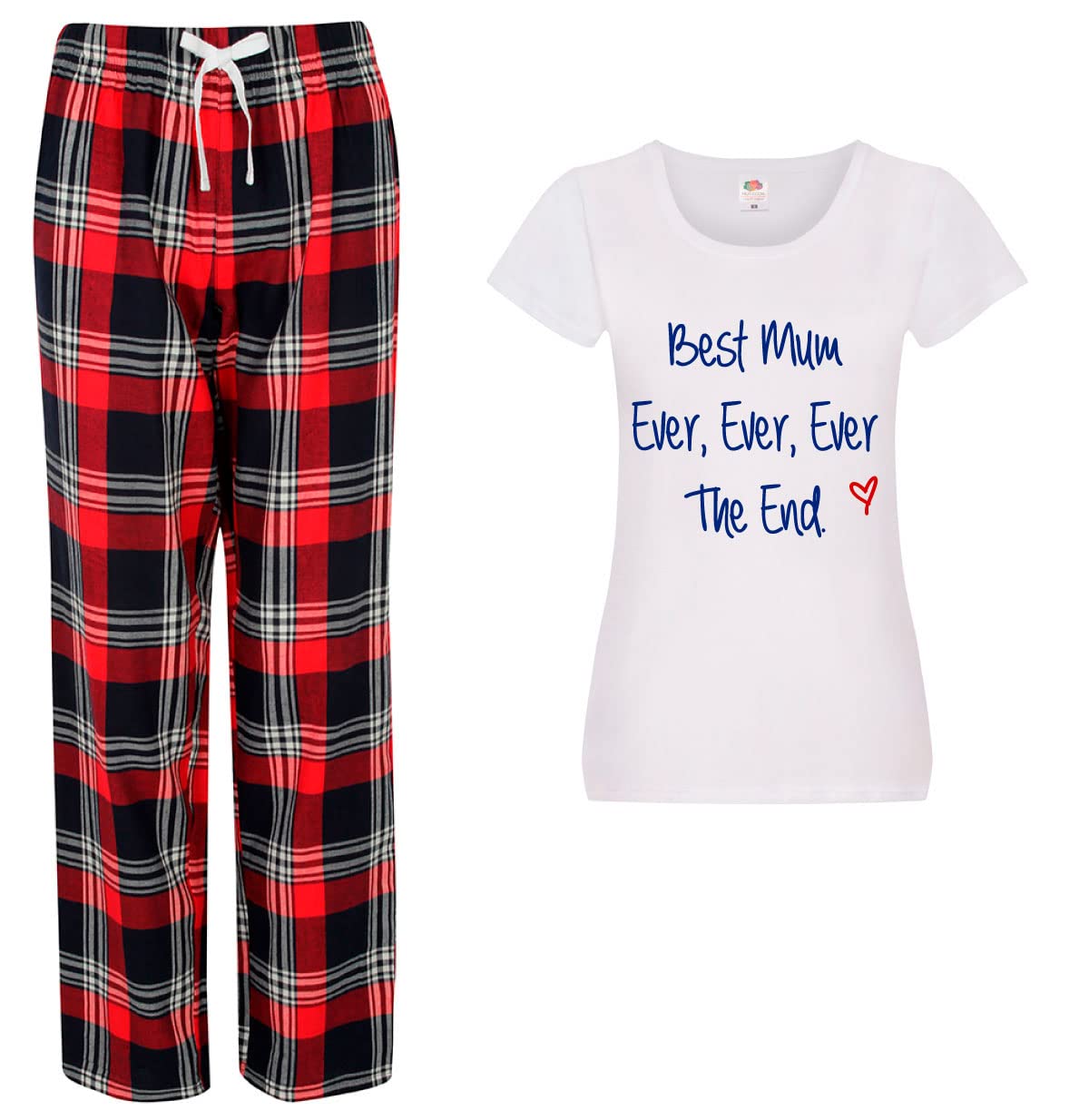 60 Second Makeover Limited Best Mum Ever Ever The End Pyjamas For Women Mum Birthday Gifts Pjs For Women Sets Ladies Tartan Trouser Bottoms Pyjama Mothers Day Size - XL Red