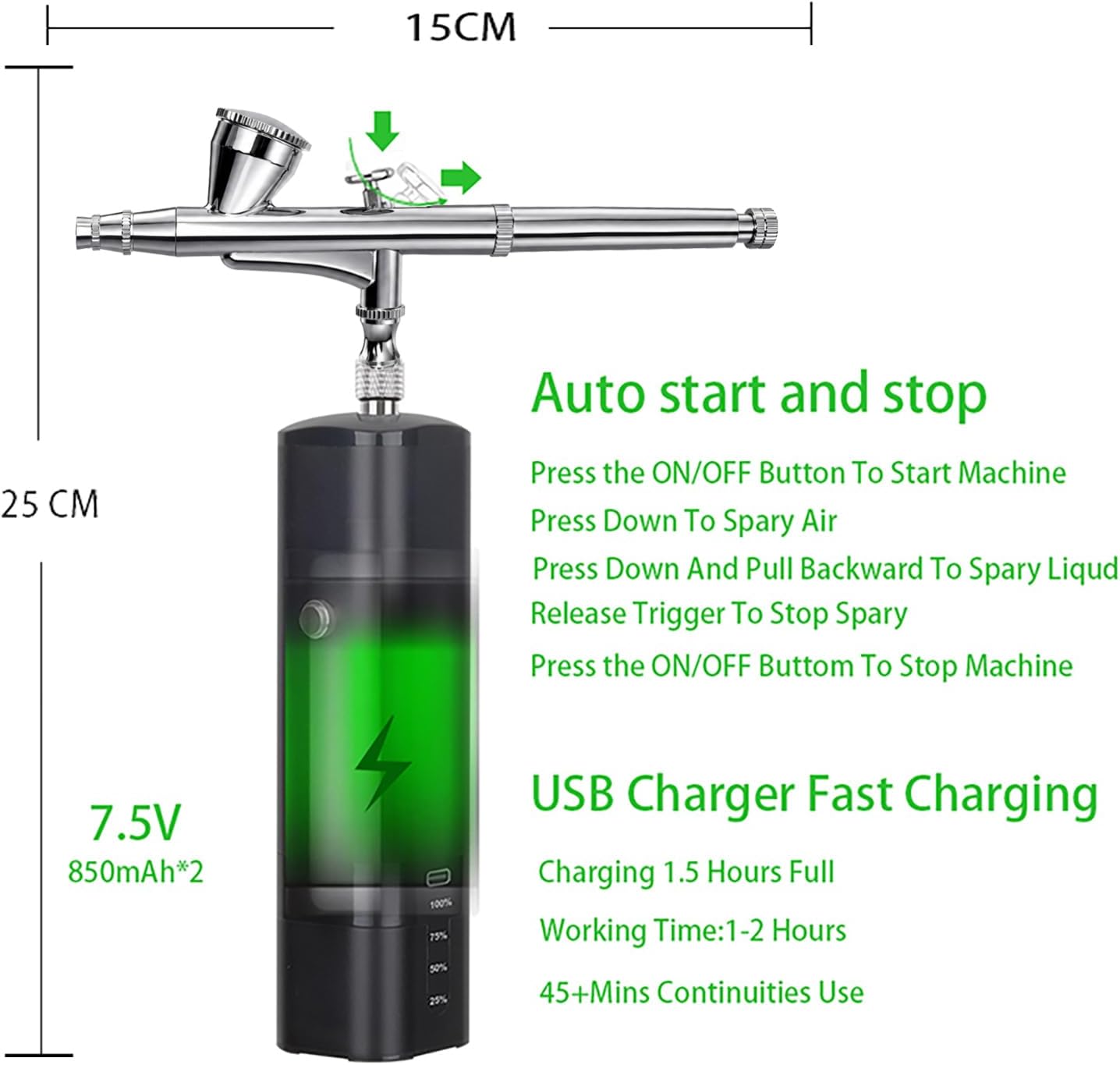 32PSI Airbrush Kit with Compressor for Nail Art,Cordless Airbrush Tool